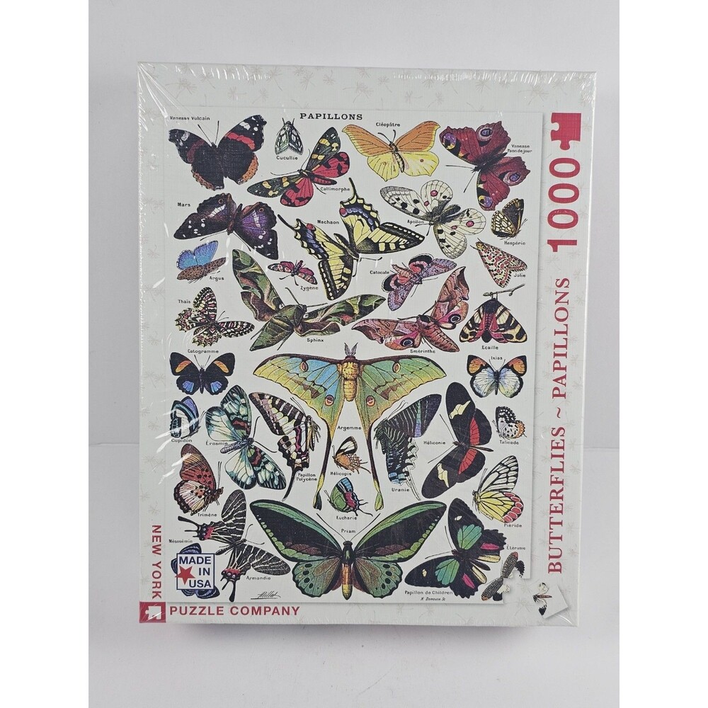 Butterflies And Papillons Moths 1000 Piece Jigsaw Puzzle New Sealed